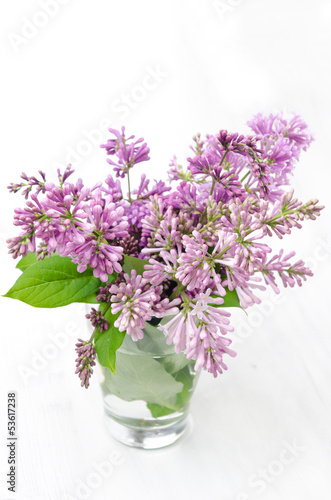bouquet of lilac in a glass, close-up