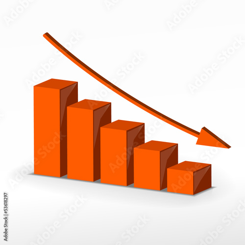 3D business decline graph. Vector business concept