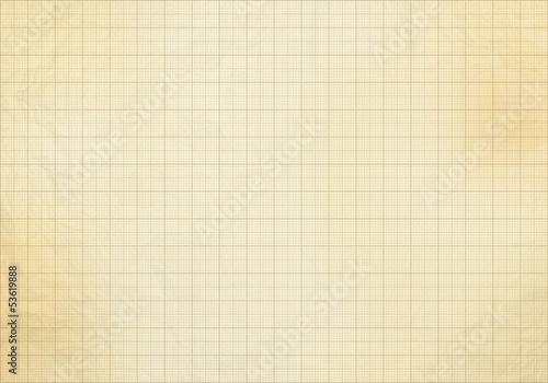Blank millimeter old graph paper grid sheet background or textur