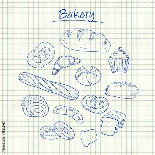 Bakery doodles - squared paper