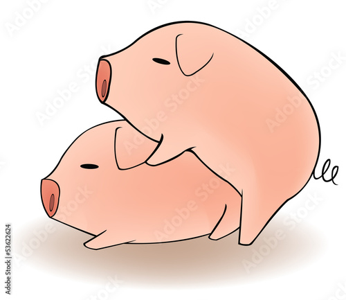 Two cartoon pigs having sex