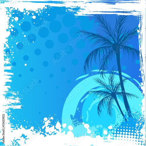 Grunge backgound with palm trees