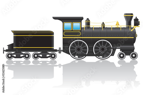 old retro locomotive vector illustration