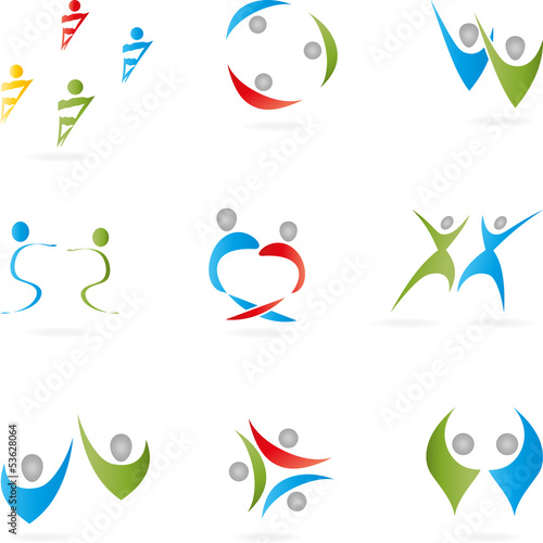 Logo, 3D, Menschen, Paar, Mann, Frau