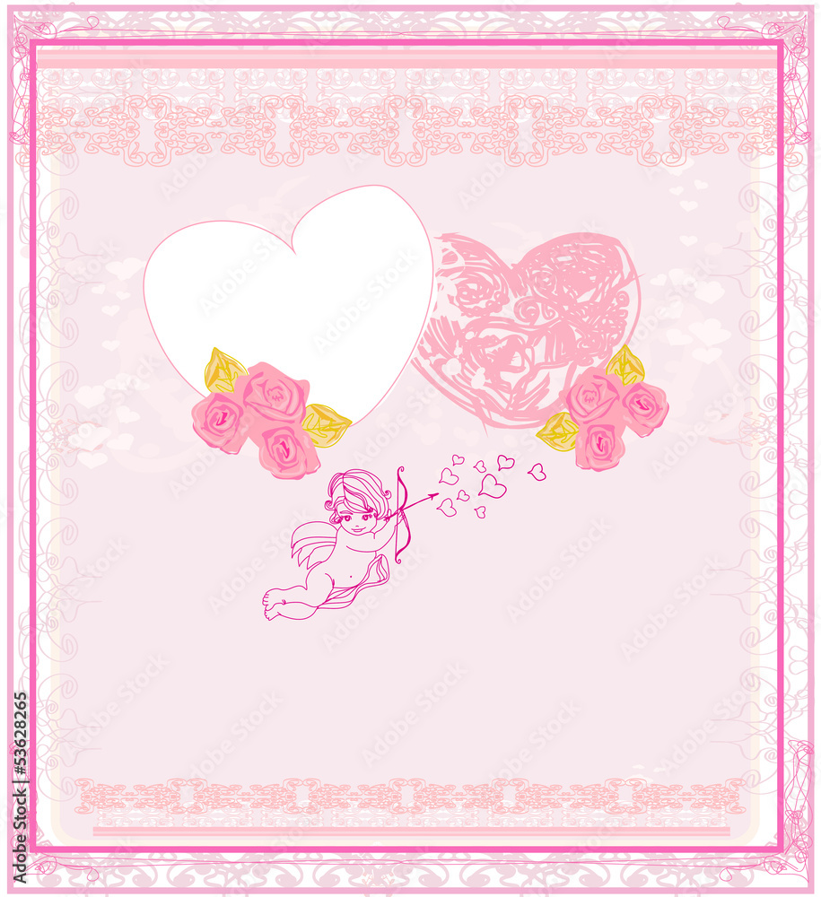 Cute valentines day card with cupids