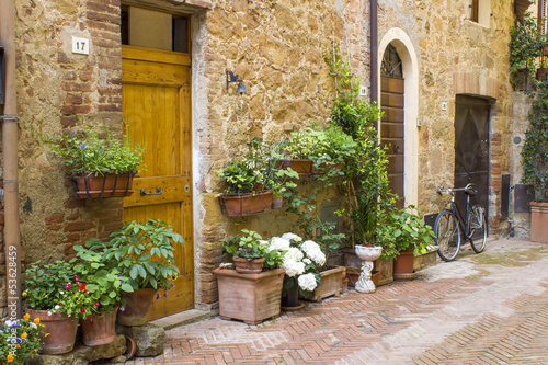 Fototapeta Naklejka Na Ścianę i Meble -  lovely tuscan street, Pienza, Italy