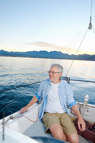 happy sailing man boat