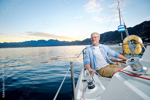 happy sailing man boat