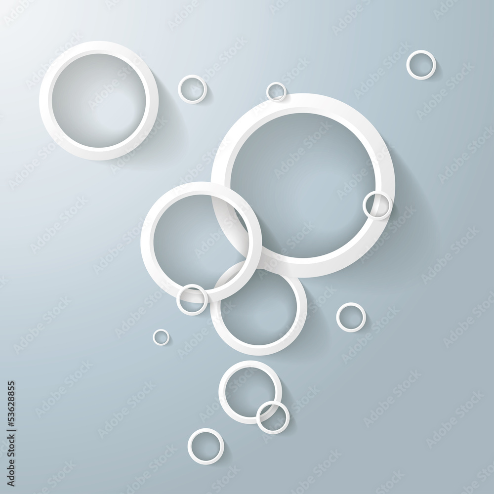 Abstract White Rings Bubbles - obrazy, fototapety, plakaty 