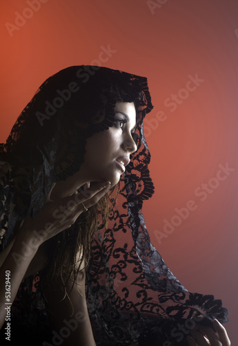 woman in black lace photo
