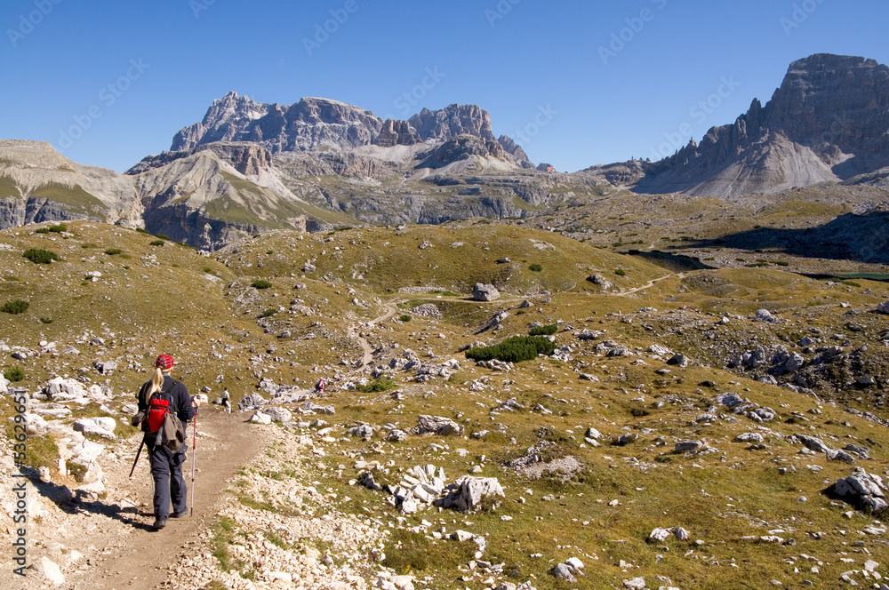Wanderer in den Sextener  Dolomiten - Alpen