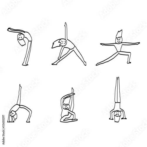 hand drawing cartoon yoga