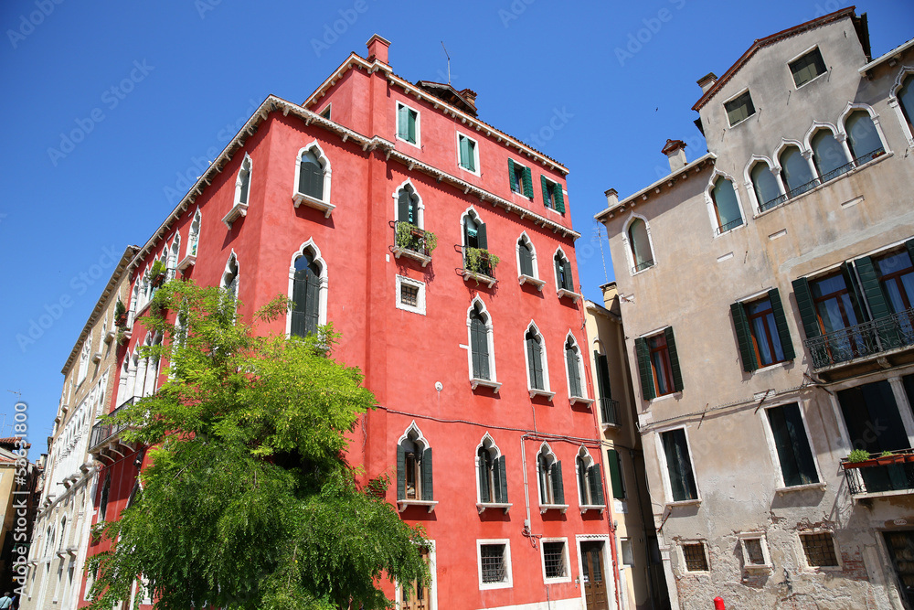 View of colorful buildings in Venice, Italy
