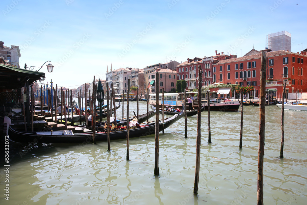 View of boats on Canal grande, Venice