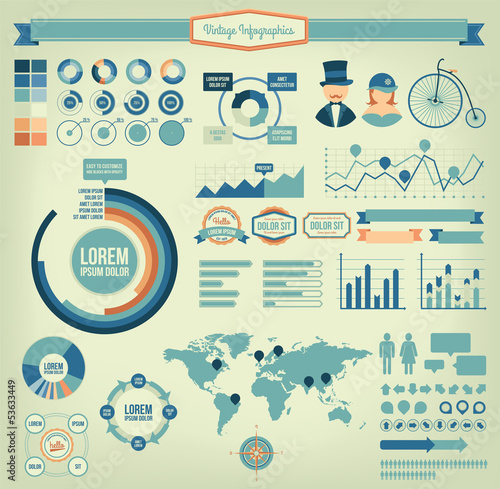 Vintage infographic vector elements