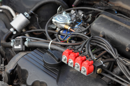 Obraz na płótnie LPG converted injection car gasoline engine