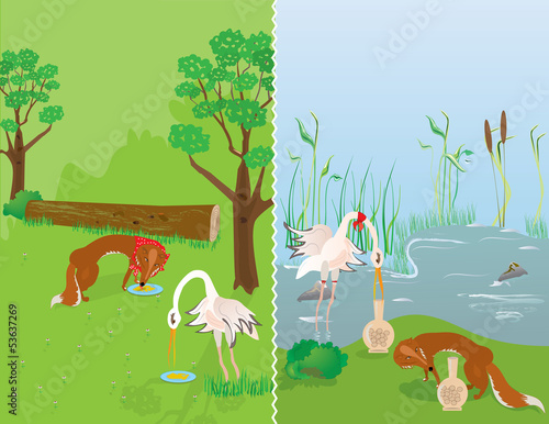 Fable about the fox and stork