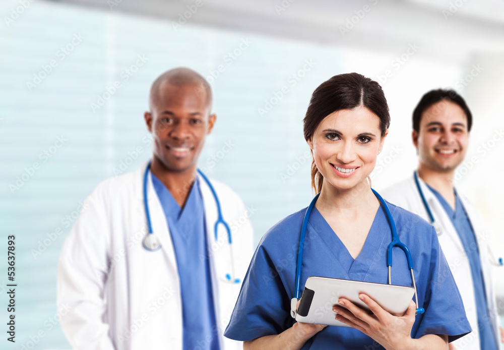 Nurse using a digital tablet