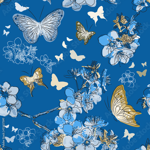 Seamless pattern with with butterflies