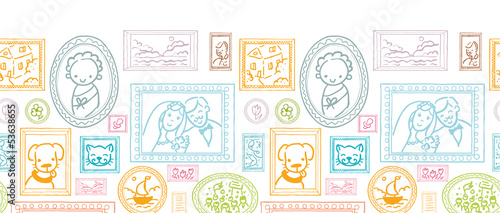 Vector family pictures horizontal seamless pattern background
