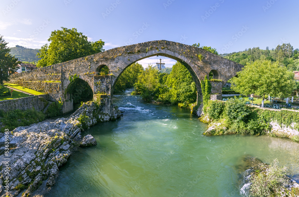 Roman stone bridge in Cangas de Onis