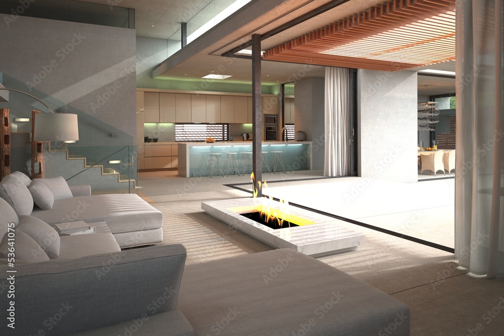 Fototapeta premium Modern Loft Living Room Interior