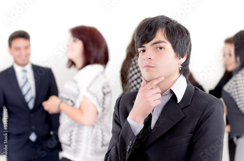 Alternative business man in front of a group