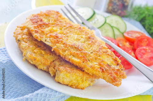 fried chicken with vegetables