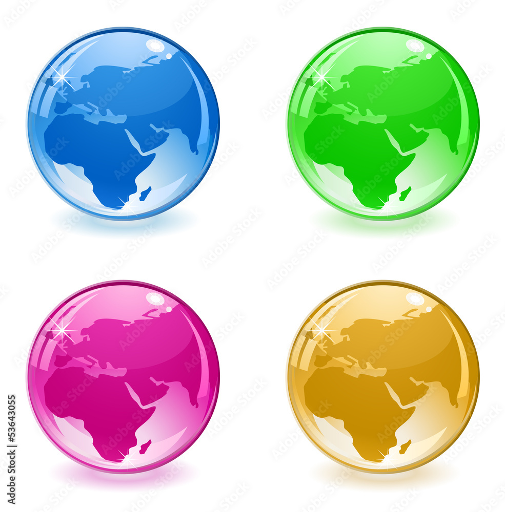 3d glossy globe web icon