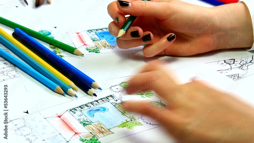 Landscape architect at work on new project. Landscape architect at work on new project.