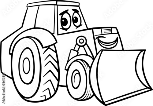 bulldozer cartoon for coloring book