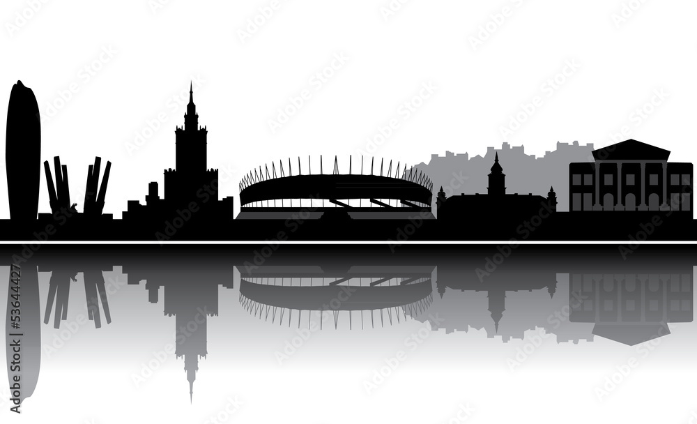 Naklejka premium warsaw skyline poland