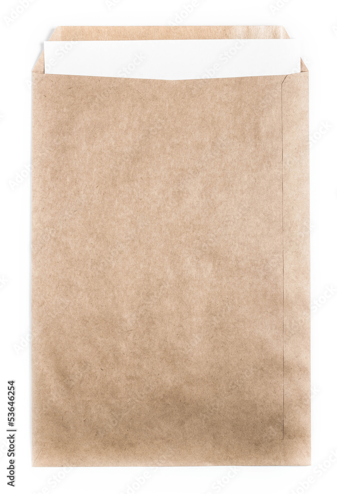Big Brown recycled Envelope document with paper card on white b Big Brown recycled Envelope document with paper card on white b
