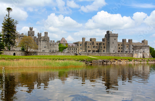 Ashford castle reflected in the water