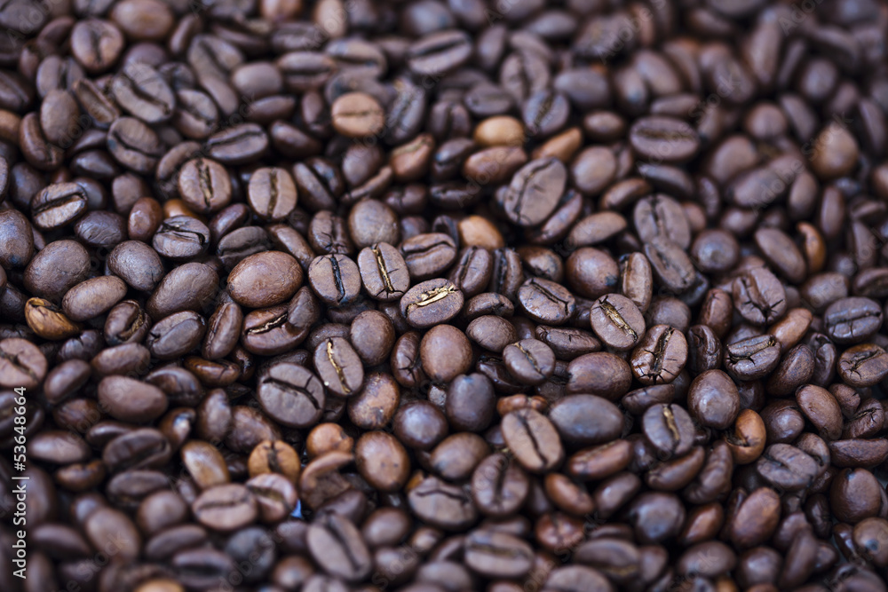Fototapeta premium Coffee Beans Background - Bokeh