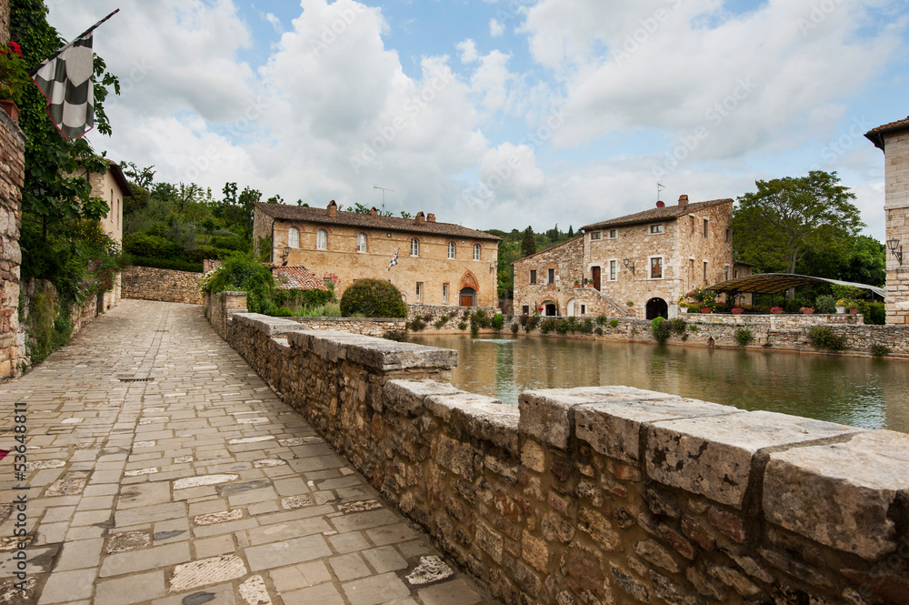 Old thermal baths in the medieval village Bagno Vignoni
