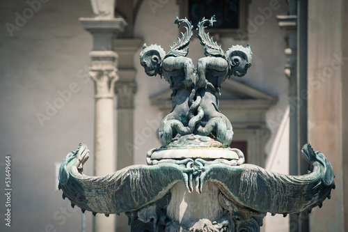 Ospedale degli Innocenti. Fountain in Santissima Annunziata  photo