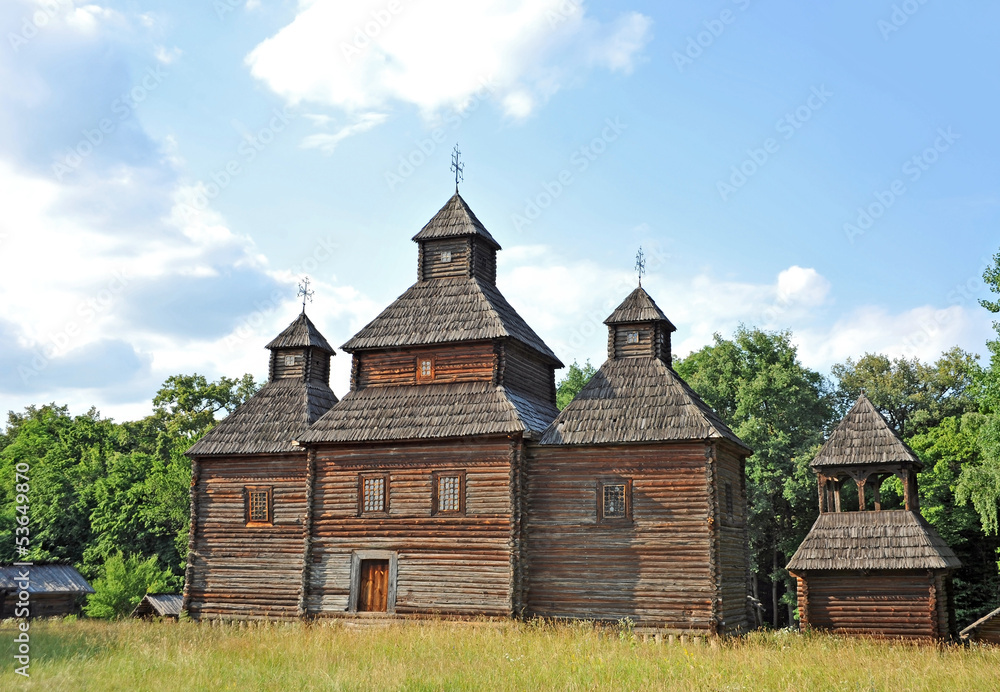 Antique wooden church, Pirogovo,  Kiev, Ukraine
