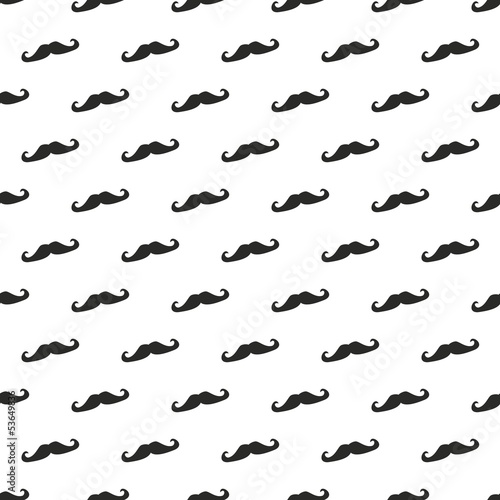 Seamless vector pattern black hipster mustache white background
