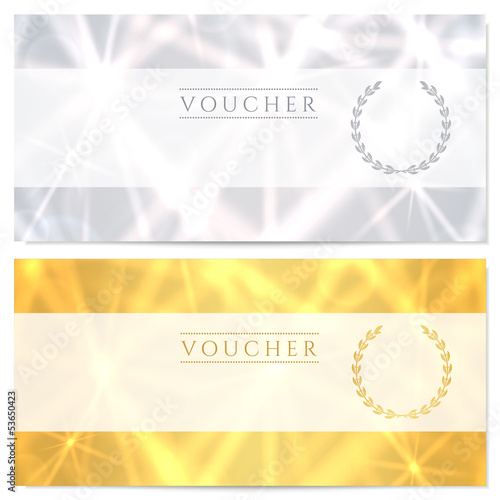 Gift certificate / Voucher / Coupon template. Gold, silver