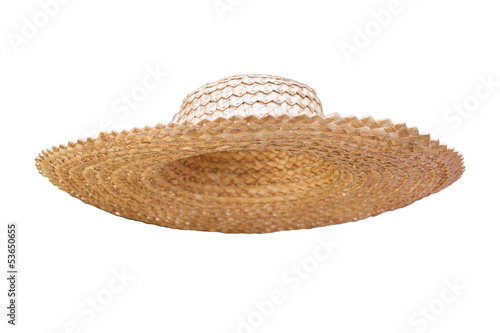Straw hat for collages isolated on white