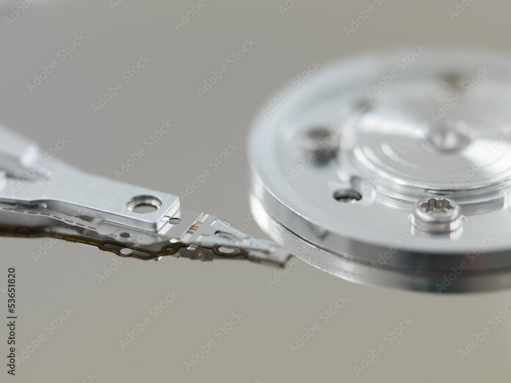 Component parts of opened hard disk drive