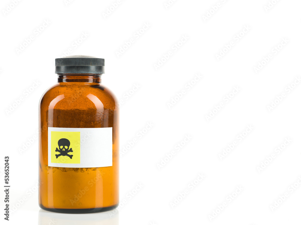 bottle containing toxic powder bottle containing toxic powder