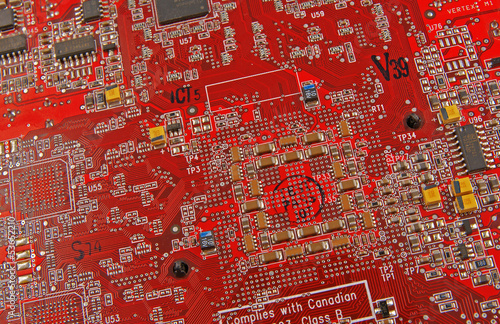 Detail of red graphic card