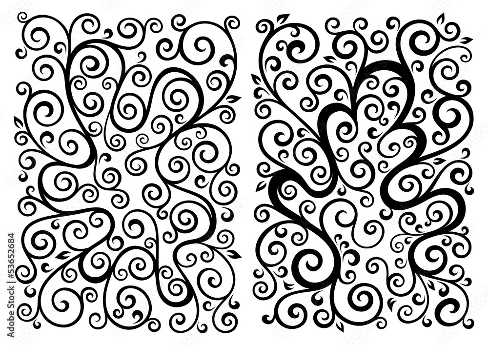 Set of two vector floral illustrations. Set of two vector floral illustrations.