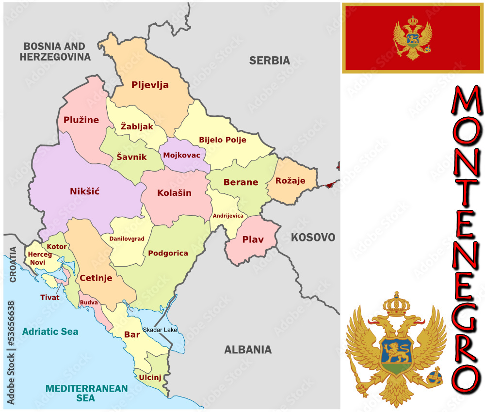 Montenegro Europe national emblem map symbol motto