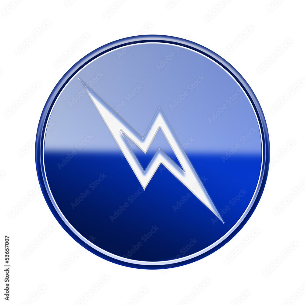 Lightning icon glossy blue, isolated on white background. Lightning icon glossy blue, isolated on white background.