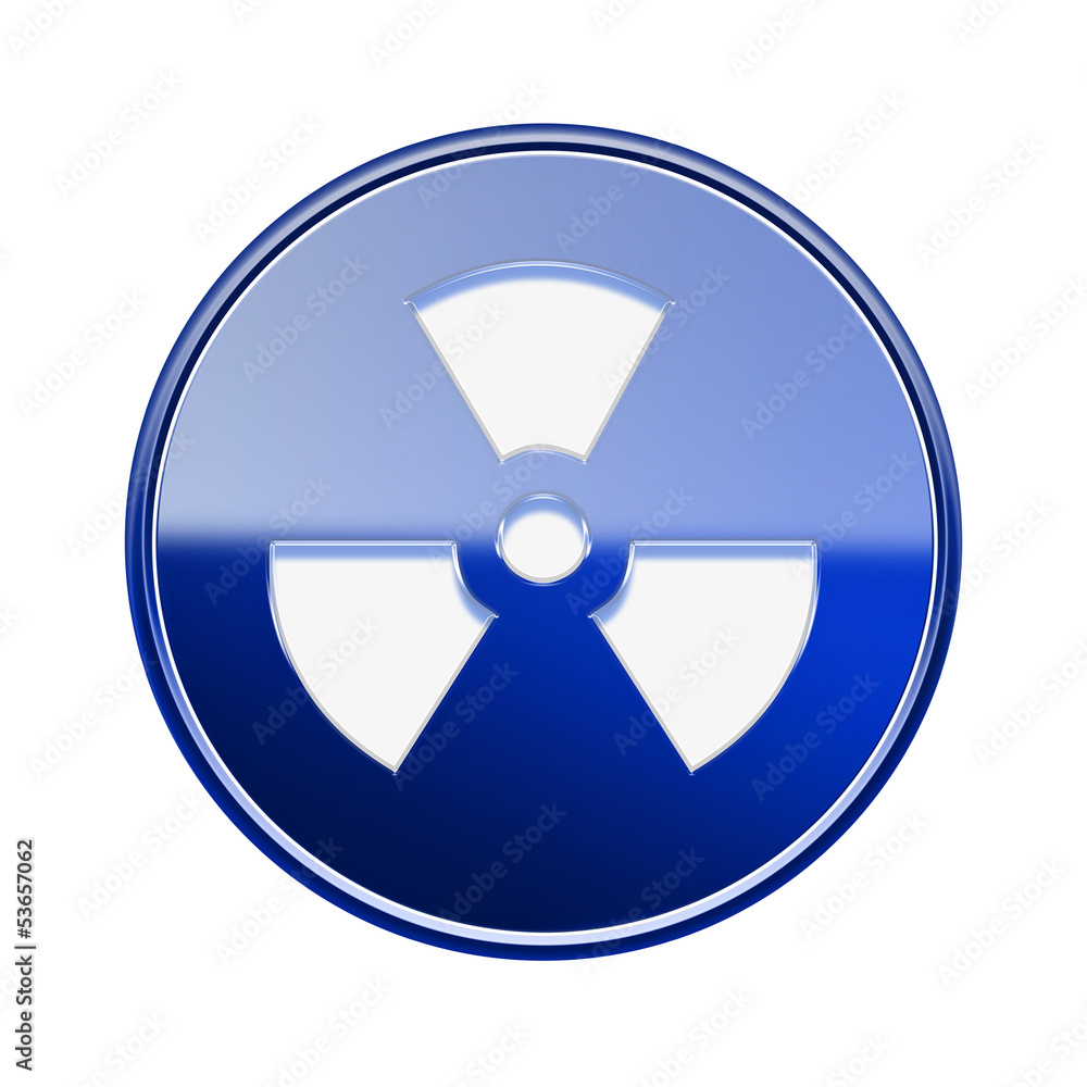 Radioactive icon glossy blue, isolated on white background. Radioactive icon glossy blue, isolated on white background.