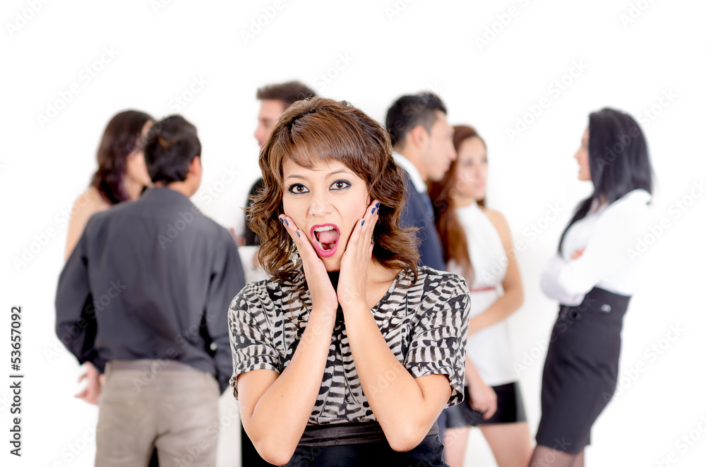 Beautiful young business women surprised Beautiful young business women surprised
