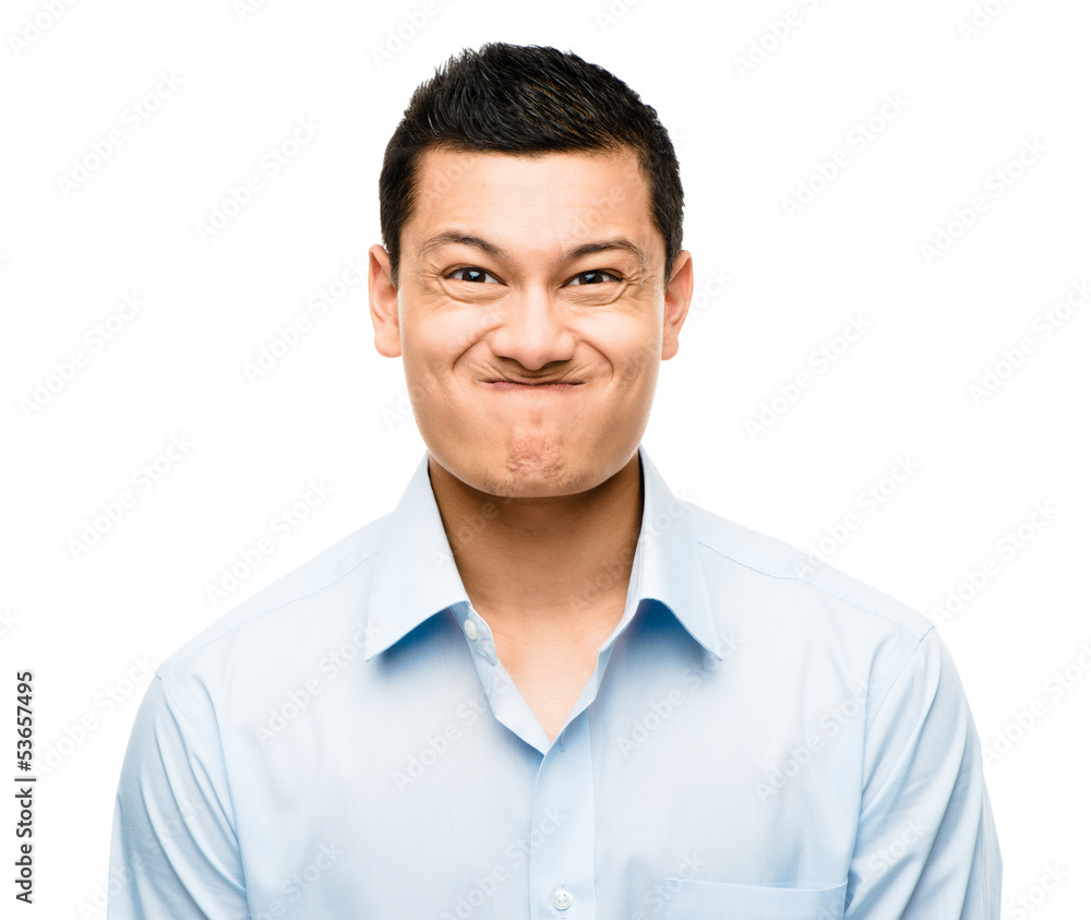 funny crazy face man mixed race latino